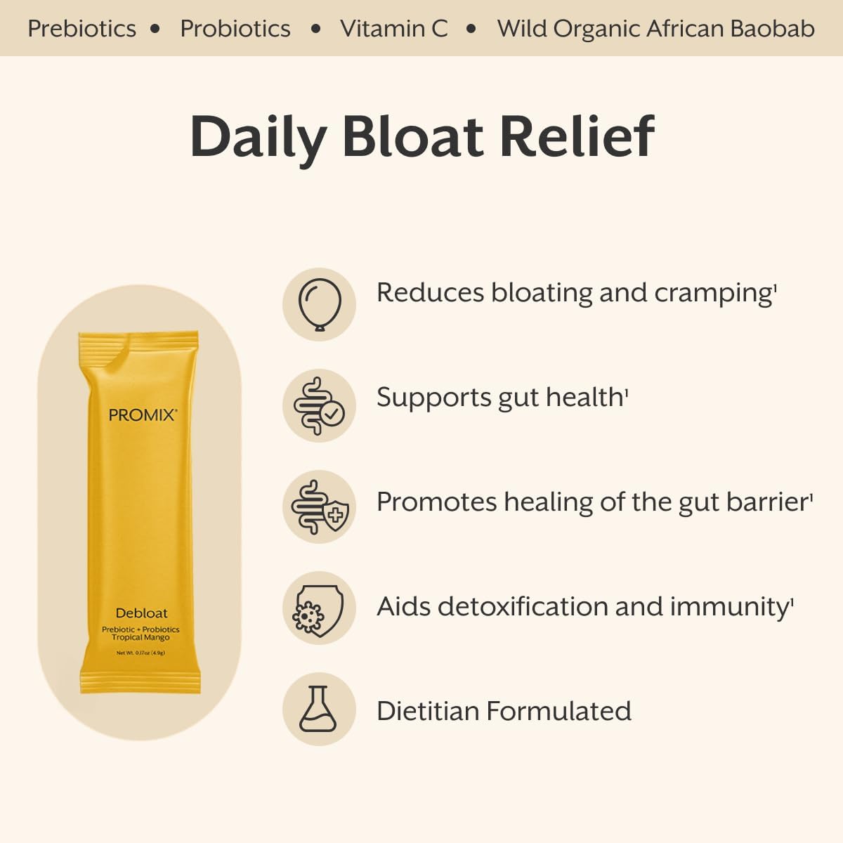 ProMix Nutrition Debloat Prebiotics & Probiotics